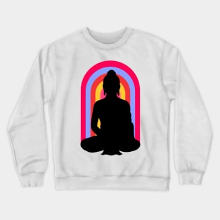 Buddha Om Mani Padme Hum Neon Rainbow Sunset Crewneck Sweatshirt